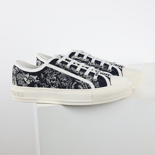 Dior Walk'n'Dior Low-Top Sneakers – Navy Toile de Jouy Embroidered Canvas