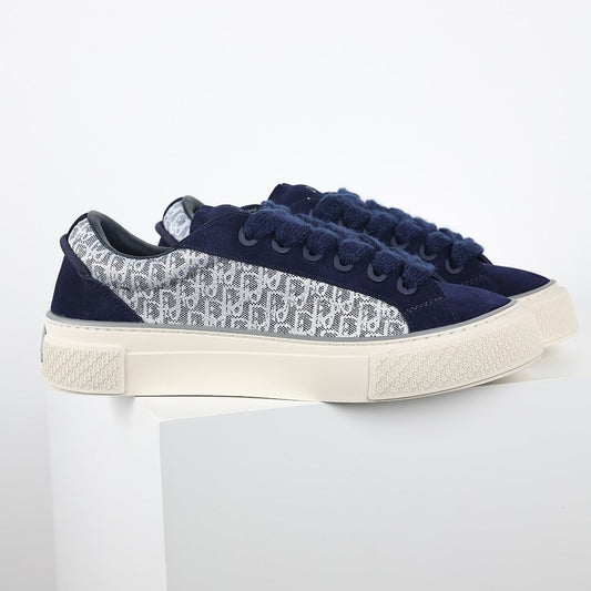 Dior B33 Low-Top Sneakers – Navy Blue Suede & Oblique Canvas
