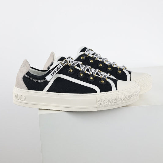 Dior Walk'n'Dior Low-Top Sneakers – Black Canvas & J'adior Ribbon Laces