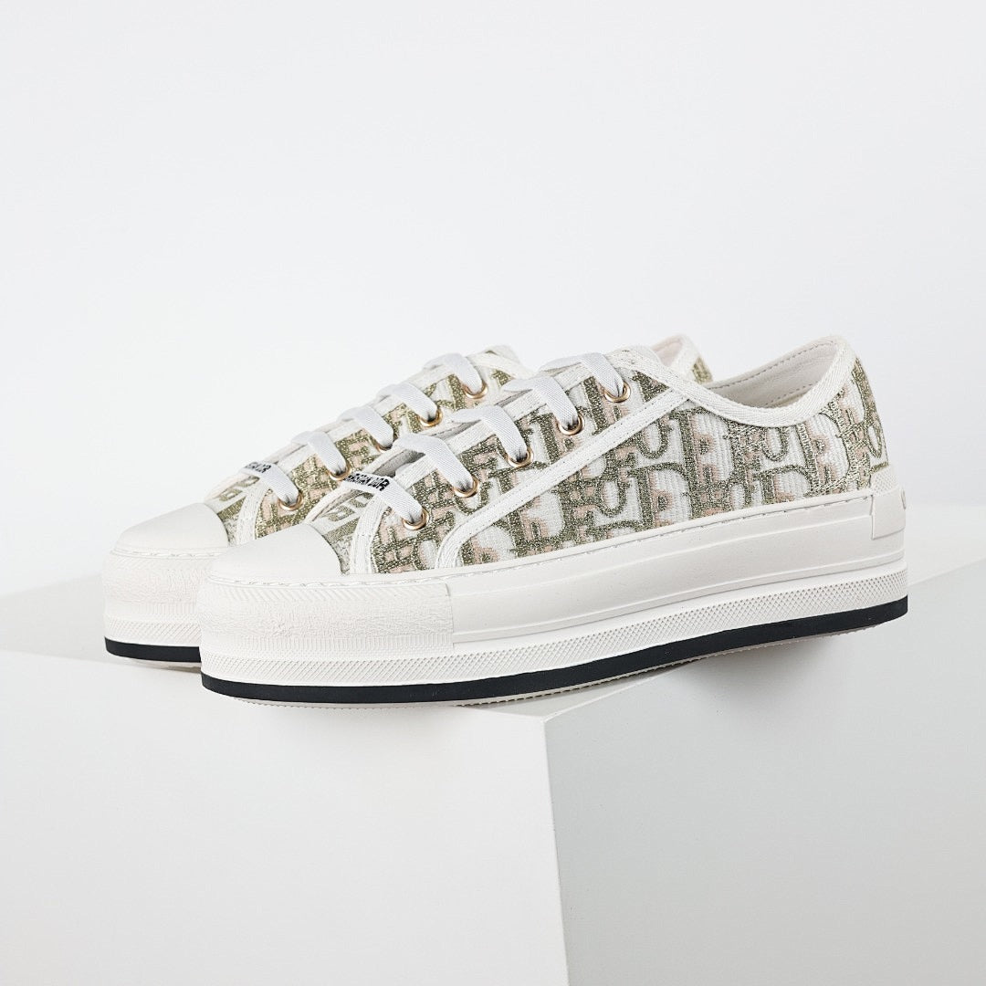 Dior Walk'n'Dior Low-Top Sneakers – Gold Metallic Oblique Jacquard Canvas