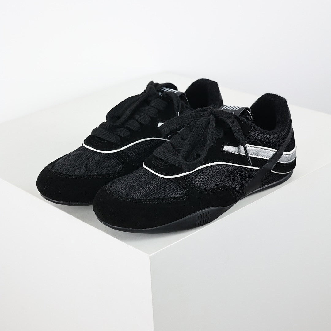 Miu Miu Tyre SS25 Runway Trainer Sneakers in Black