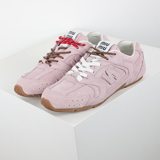 Miu Miu Suede Retro Runner Sneakers in Pink