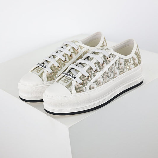 Dior Walk'n'Dior Low-Top Sneakers – Gold Metallic Oblique Jacquard Canvas