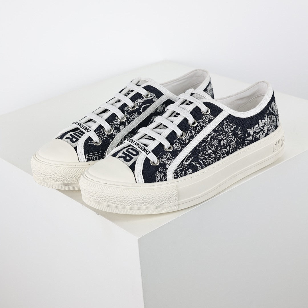 Dior Walk'n'Dior Low-Top Sneakers – Navy Toile de Jouy Embroidered Canvas
