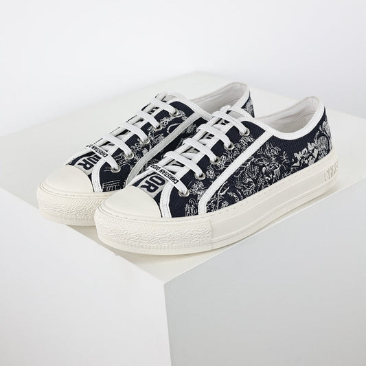 Dior Walk'n'Dior Low-Top Sneakers – Navy Toile de Jouy Embroidered Canvas