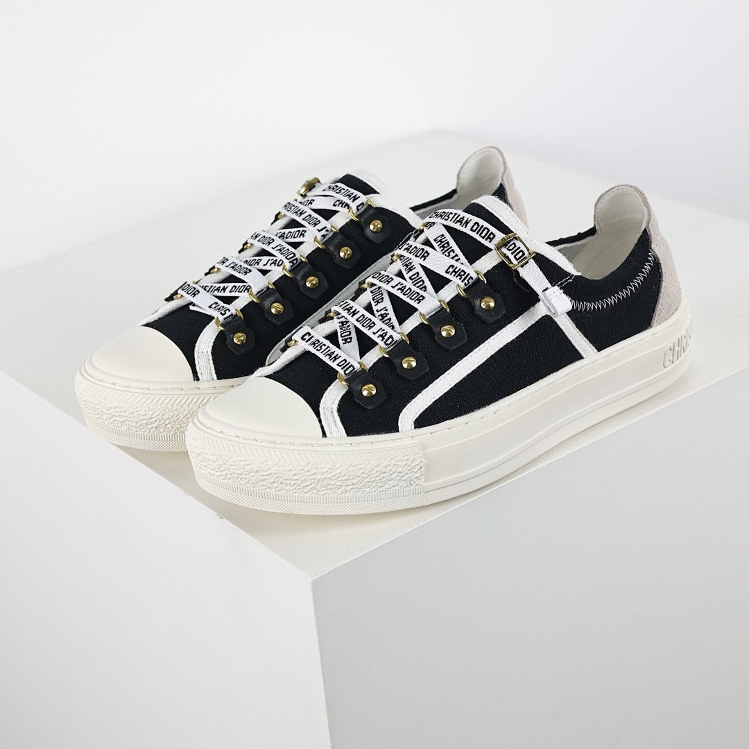 Dior Walk'n'Dior Low-Top Sneakers – Black Canvas & J'adior Ribbon Laces
