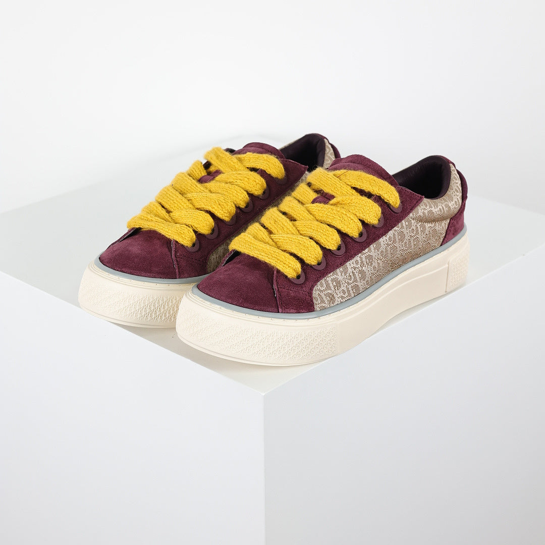 Dior B33 Low-Top Sneakers – Burgundy Suede & Oblique Canvas