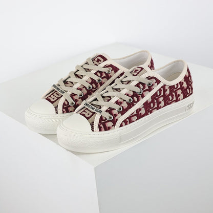Dior Walk'n'Dior Low-Top Sneakers – Burgundy Oblique Embroidered Canvas