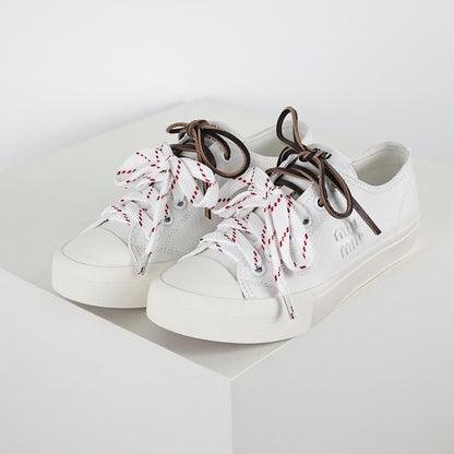 Miu Miu Canvas Low-Top Sneakers in White