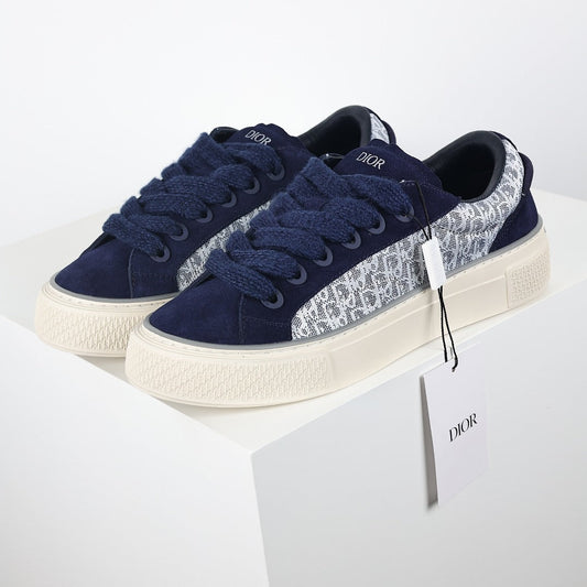 Dior B33 Low-Top Sneakers – Navy Blue Suede & Oblique Canvas