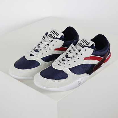 Miu Miu Tri-Color Suede & Velvet Trainer Sneakers