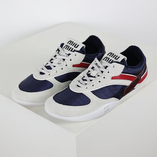 Miu Miu Tri-Color Suede & Velvet Trainer Sneakers