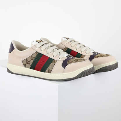 Gucci Screener Low-Top Sneakers – Beige GG Supreme Canvas with Web Stripe