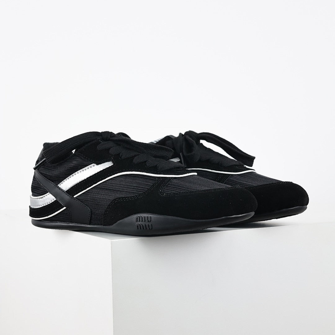 Miu Miu Tyre SS25 Runway Trainer Sneakers in Black