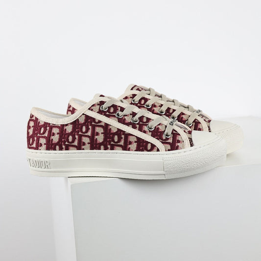 Dior Walk'n'Dior Low-Top Sneakers – Burgundy Oblique Embroidered Canvas