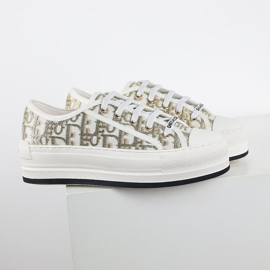 Dior Walk'n'Dior Low-Top Sneakers – Gold Metallic Oblique Jacquard Canvas