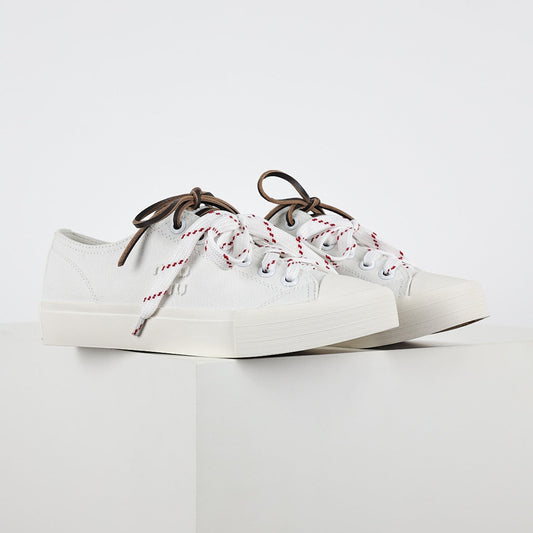 Miu Miu Canvas Low-Top Sneakers in White