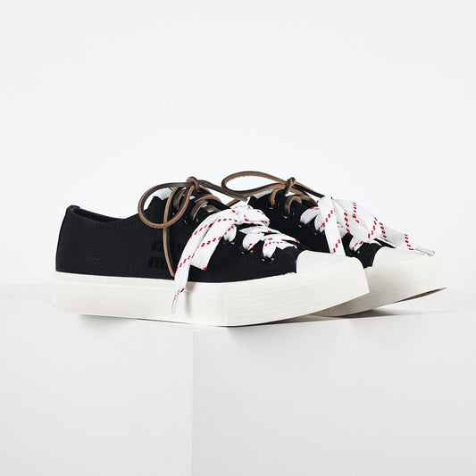 Miu Miu Canvas Low-Top Sneakers in Black