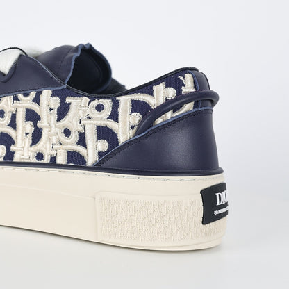 Dior B33 Low-Top Sneakers – Navy Leather & White Oblique Canvas