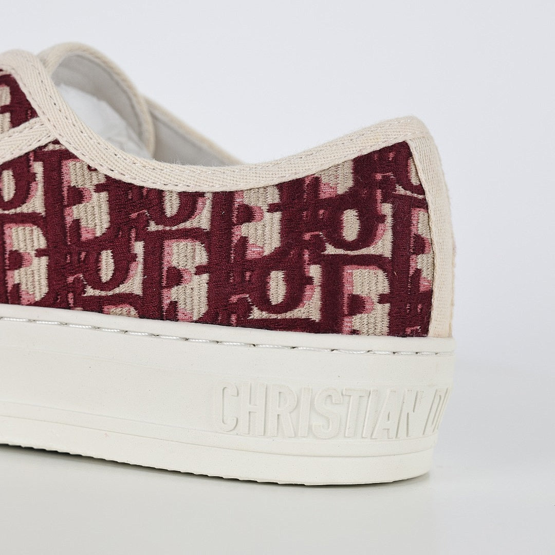 Dior Walk'n'Dior Low-Top Sneakers – Burgundy Oblique Embroidered Canvas
