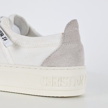 Dior Walk'n'Dior Low-Top Sneakers – White Canvas & J'adior Ribbon Laces with Gold Studs