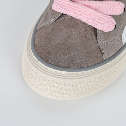 Dior B33 Low-Top Sneakers – Grey Suede & Silver with Pink Laces