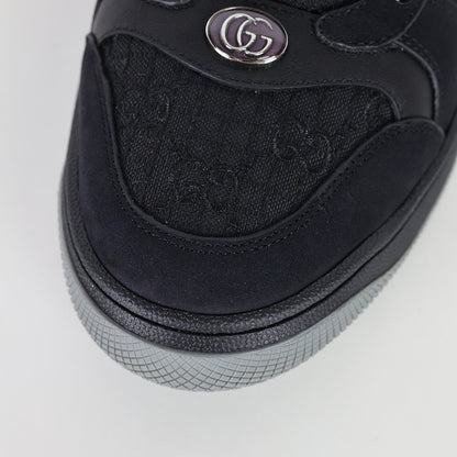 Gucci Screener Low-Top Sneakers – Triple Black GG Canvas & Suede with Web Stripe