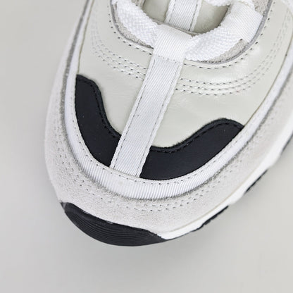 Chanel CC Logo Chunky Dad Sneakers – White Mesh & Suede with Black Rubber Accents