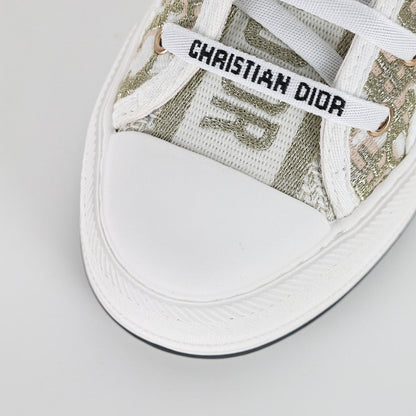 Dior Walk'n'Dior Low-Top Sneakers – Gold Metallic Oblique Jacquard Canvas