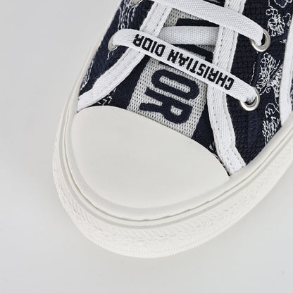 Dior Walk'n'Dior Low-Top Sneakers – Navy Toile de Jouy Embroidered Canvas