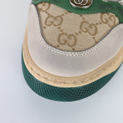 Gucci Screener Low-Top Sneakers – Distressed GG Supreme Canvas with Green Leather Trim