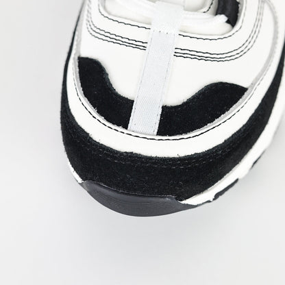 Chanel CC Logo Runner Sneakers – White Leather & Black Suede