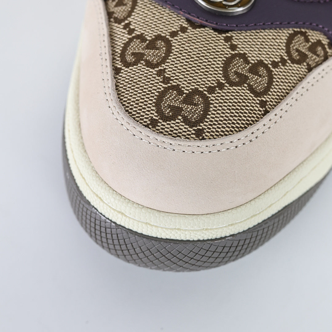 Gucci Screener Low-Top Sneakers – Beige GG Supreme Canvas with Web Stripe