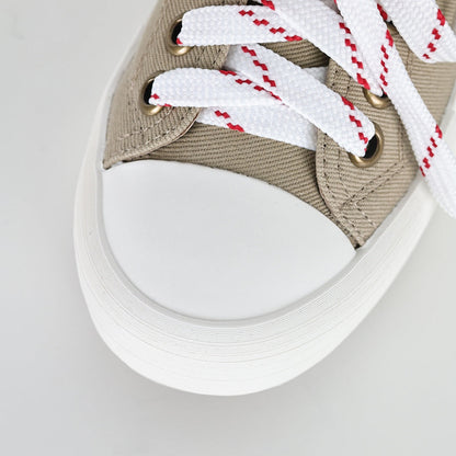 Miu Miu Canvas Low-Top Sneakers in Khaki