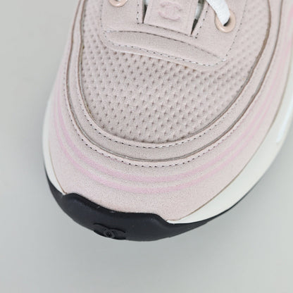 Chanel CC Logo Chunky Dad Sneakers – Blush Pink Suede with Rose Gold Midsole