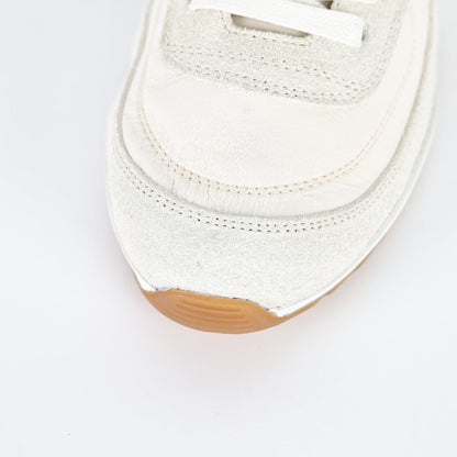 Chanel CC Logo Runner Sneakers – Cream Nylon & Suede with Caramel Sole
