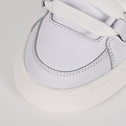 Miu Miu Oversized Lace Leather Low-Top Sneakers in White