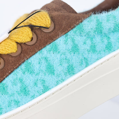Dior B33 Low-Top Sneakers – Brown Suede & Turquoise Oblique with Yellow Laces