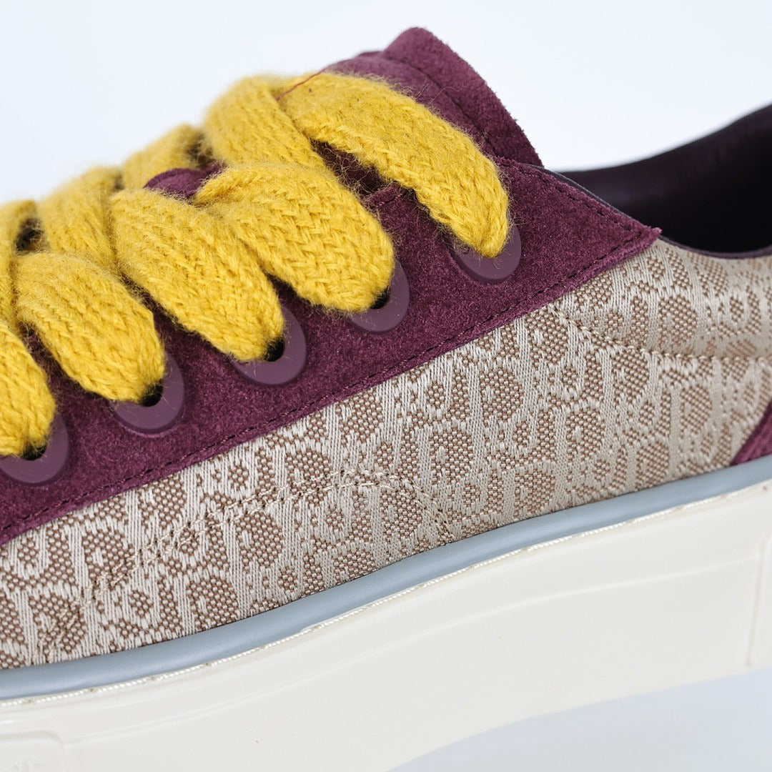 Dior B33 Low-Top Sneakers – Burgundy Suede & Oblique Canvas