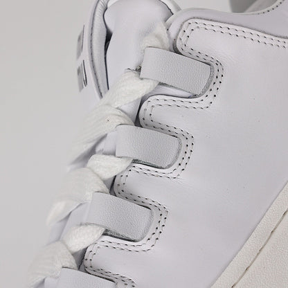 Miu Miu Oversized Lace Leather Low-Top Sneakers in White
