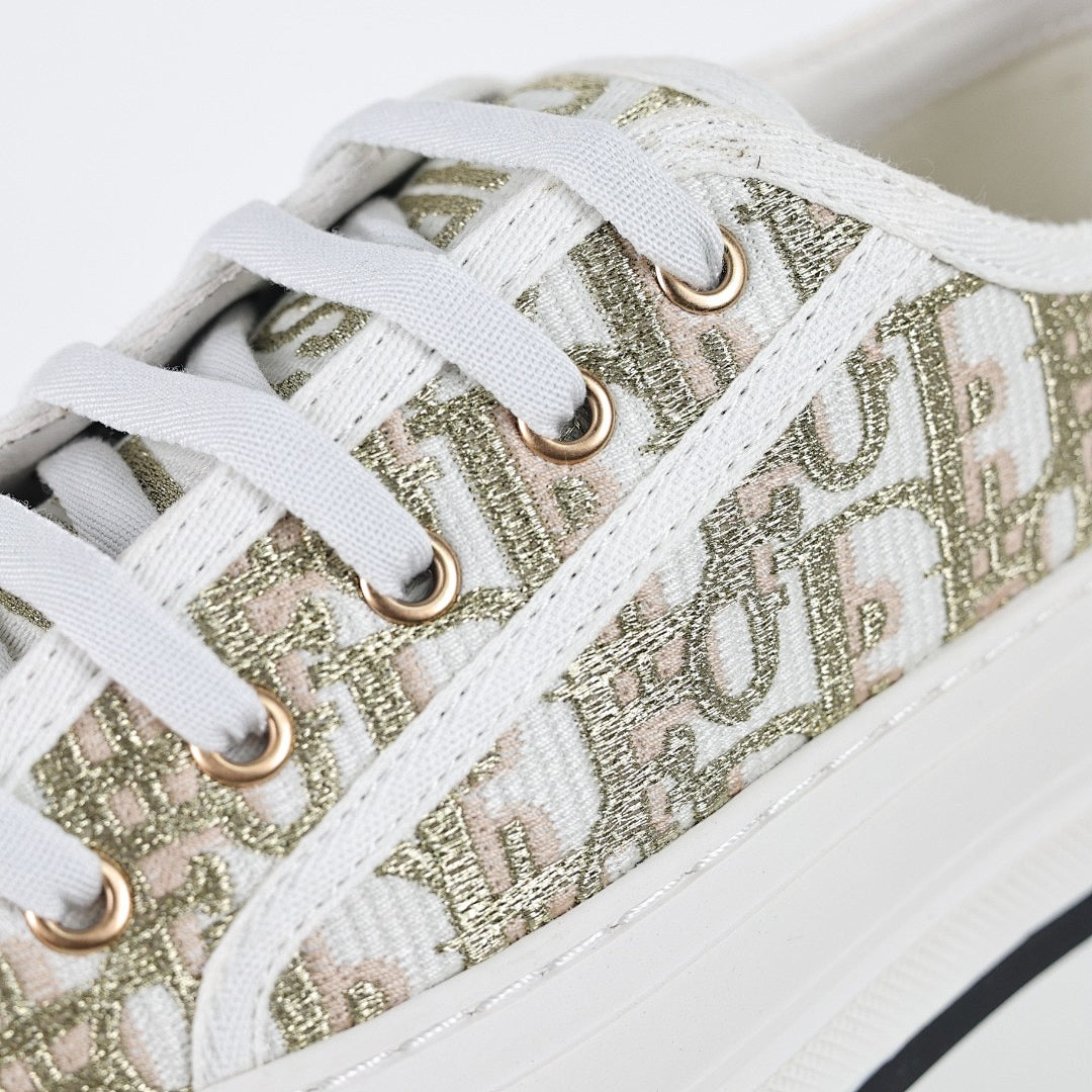 Dior Walk'n'Dior Low-Top Sneakers – Gold Metallic Oblique Jacquard Canvas
