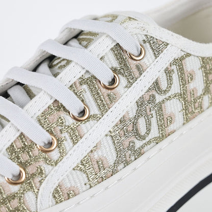 Dior Walk'n'Dior Low-Top Sneakers – Gold Metallic Oblique Jacquard Canvas
