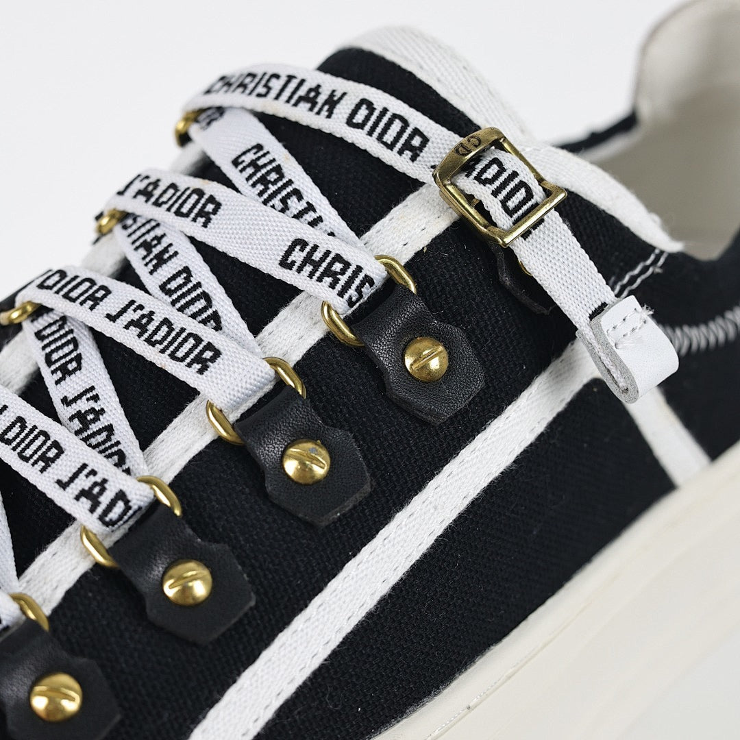 Dior Walk'n'Dior Low-Top Sneakers – Black Canvas & J'adior Ribbon Laces