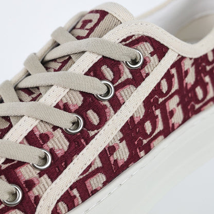Dior Walk'n'Dior Low-Top Sneakers – Burgundy Oblique Embroidered Canvas