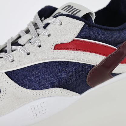 Miu Miu Tri-Color Suede & Velvet Trainer Sneakers
