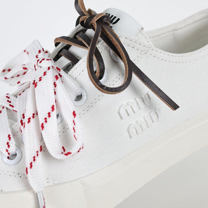 Miu Miu Canvas Low-Top Sneakers in White