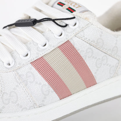 Gucci Screener Low-Top Sneakers – White GG Supreme Canvas with Web Stripe