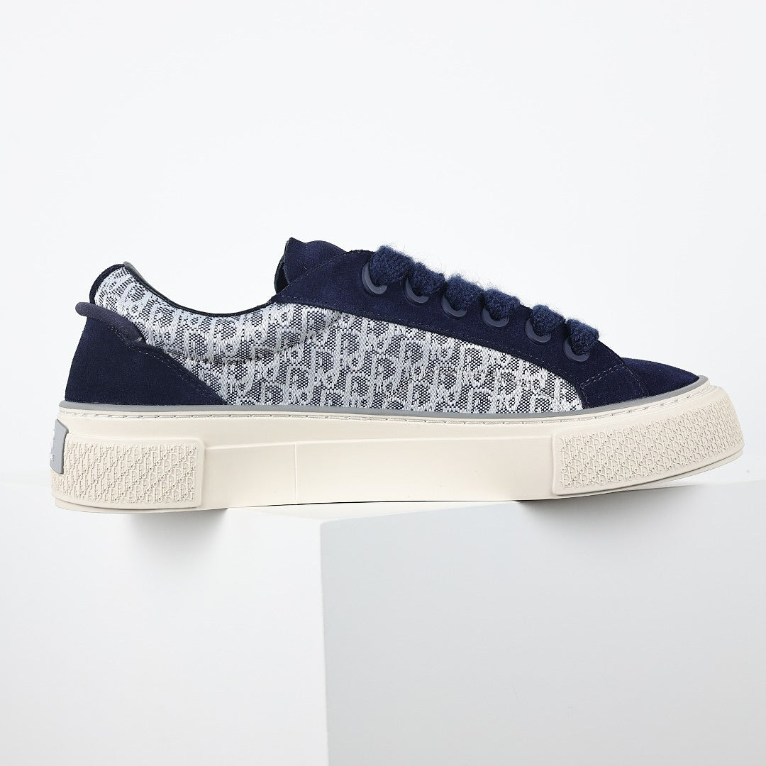 Dior B33 Low-Top Sneakers – Navy Blue Suede & Oblique Canvas