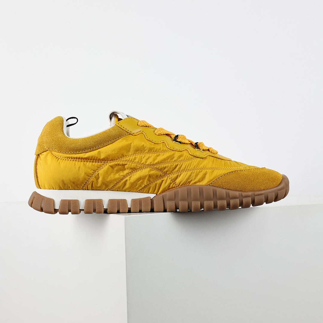 Miu Miu SS25 Quilted Nylon & Suede Sneakers in Yellow