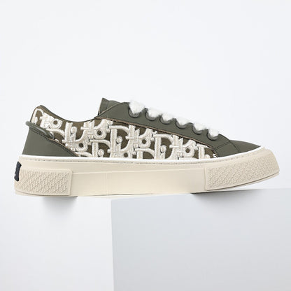 Dior B33 Low-Top Sneakers – Khaki & White Oblique Canvas